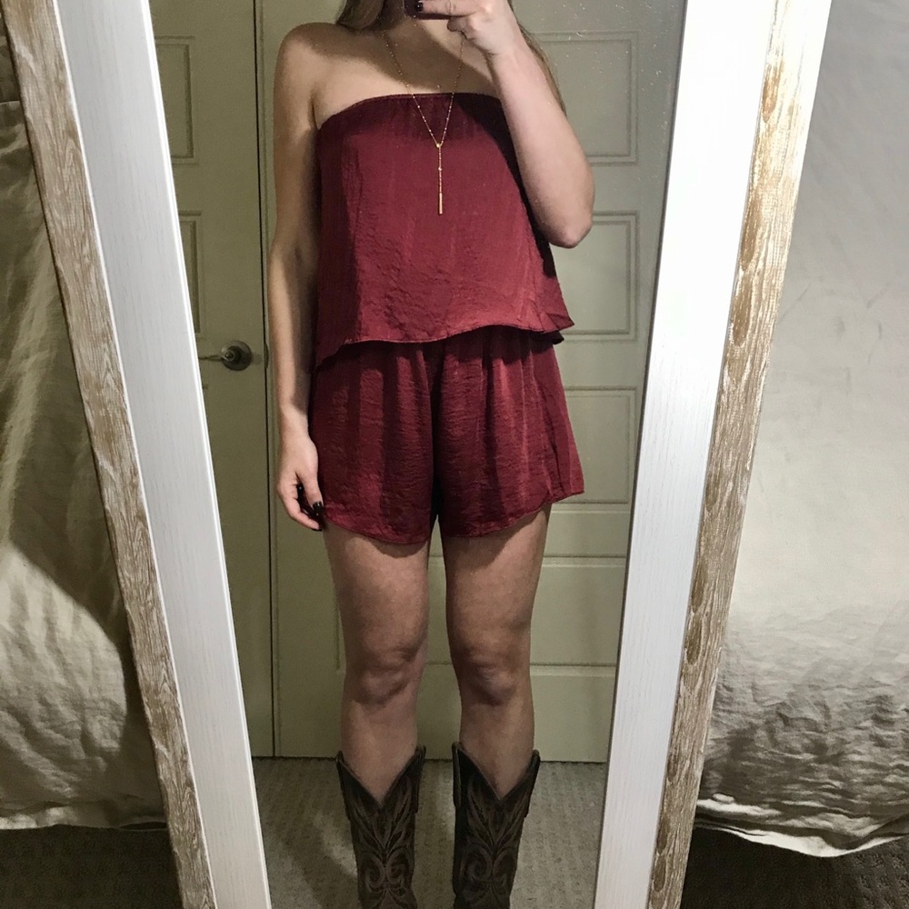 Red Silk Romper